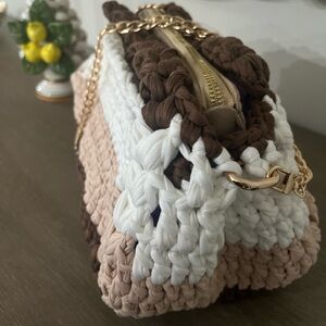Brown ,white and beige bag
#handcrafted